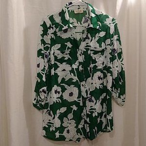 Ember button down green mesh blouse